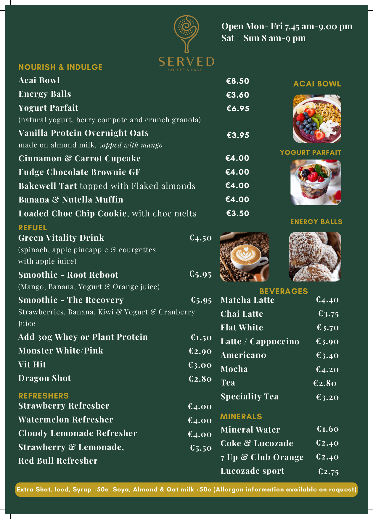 Served Coffee Menu
